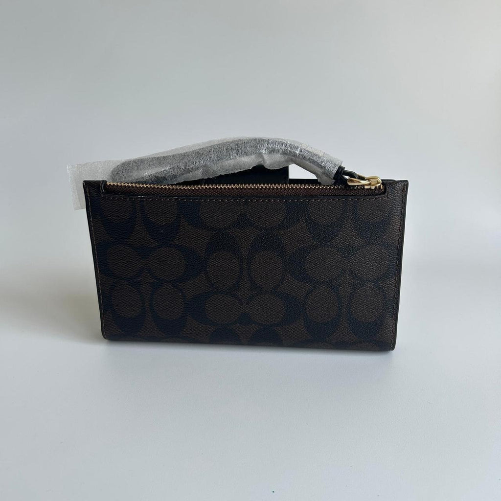 Coach Tech Phone Wallet In Signature Canvas Brown Black C2874 Clutch