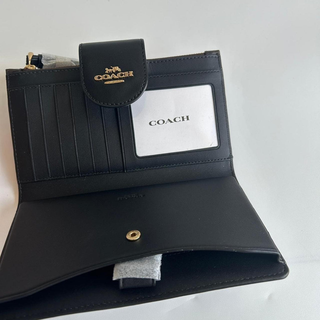 Coach Tech Phone Wallet In Signature Canvas Brown Black C2874 Clutch