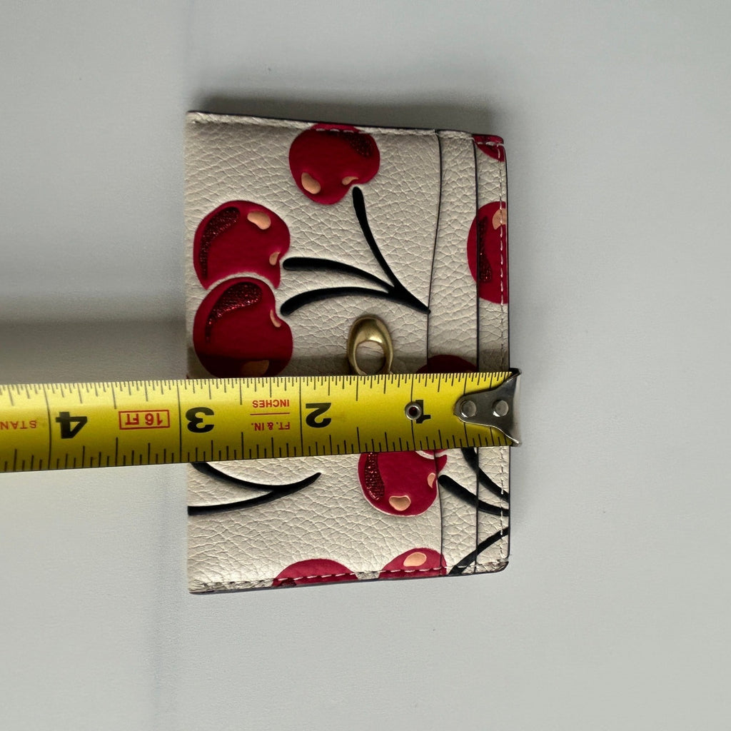 Coach Essential Cherry Print Chalk Multi Leather Card Case CZ116