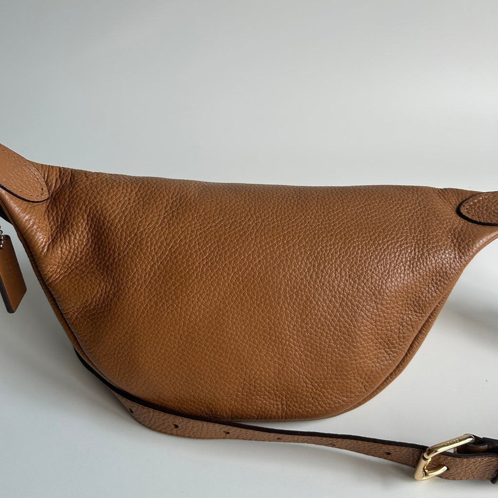 Coach Court Belt Bag Light Saddle Tan Pebbled Leather F48738