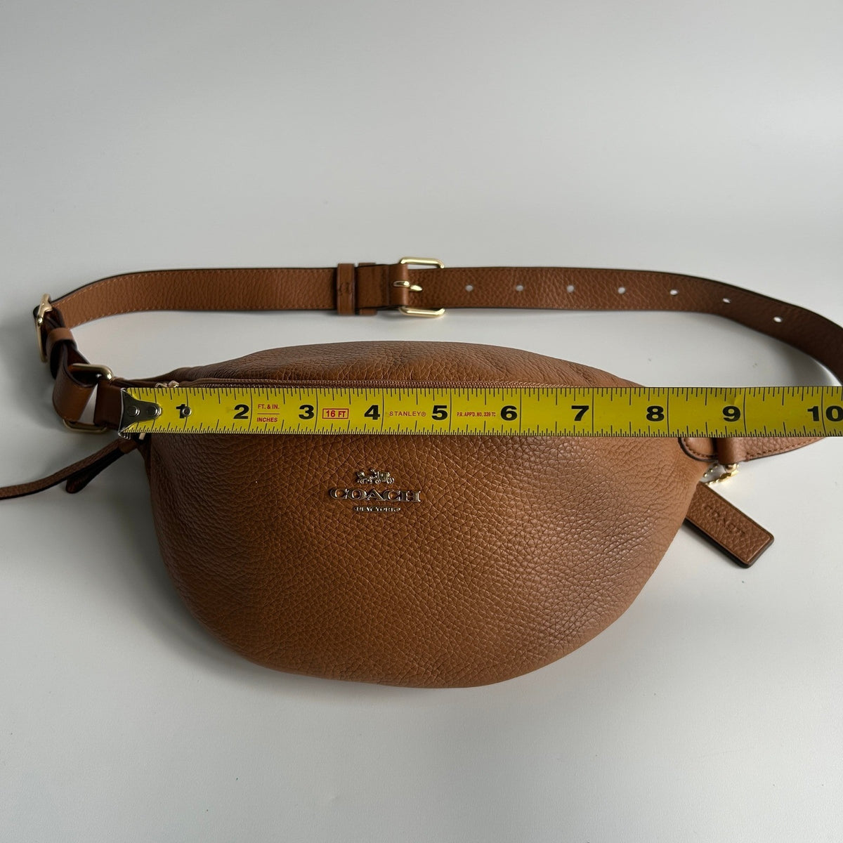 Coach Court Belt Bag Light Saddle Tan Pebbled Leather F48738