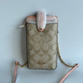 Coach Phone Crossbody Khaki Faded Blush Signature Canvas Bag C7397