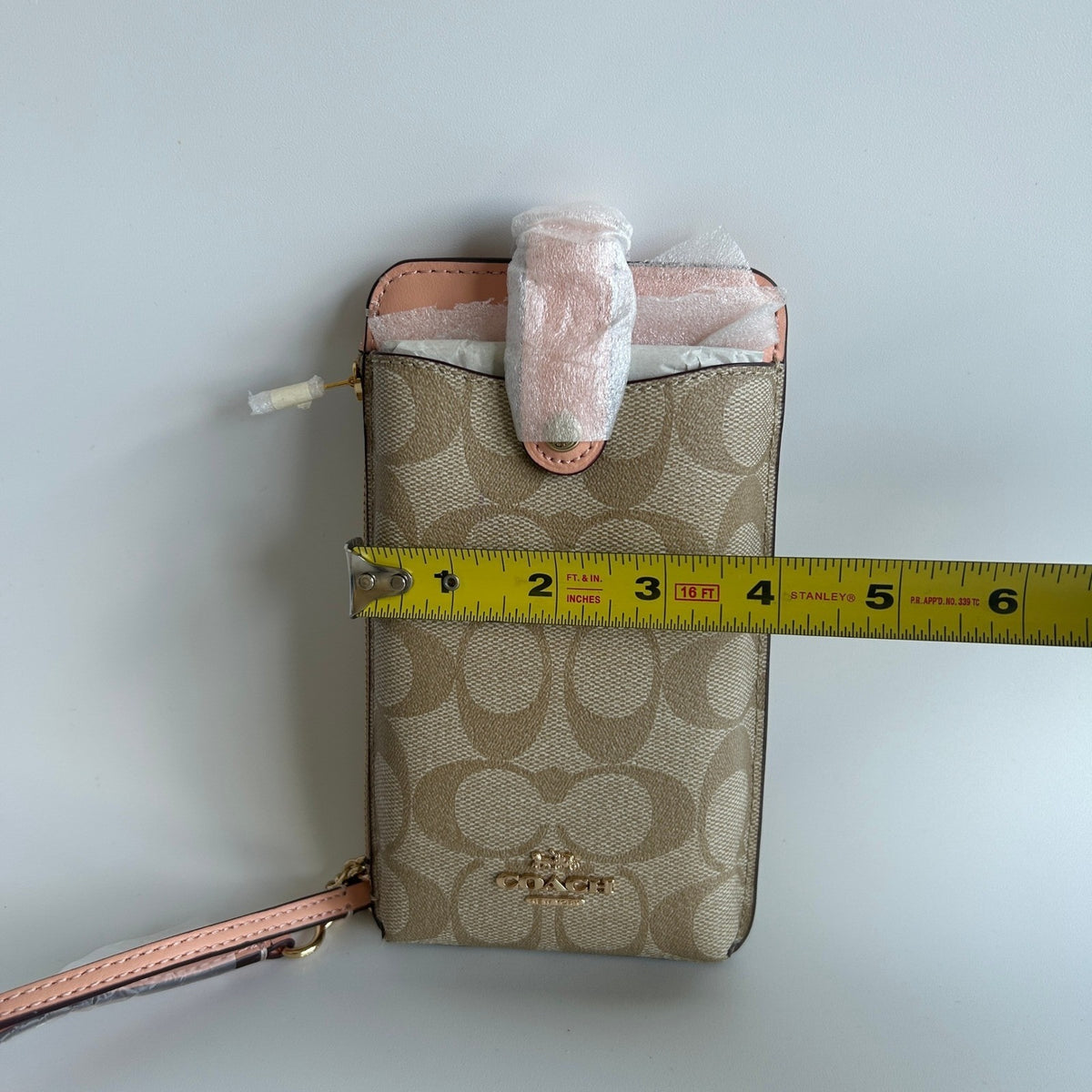 Coach Phone Crossbody Khaki Faded Blush Signature Canvas Bag C7397