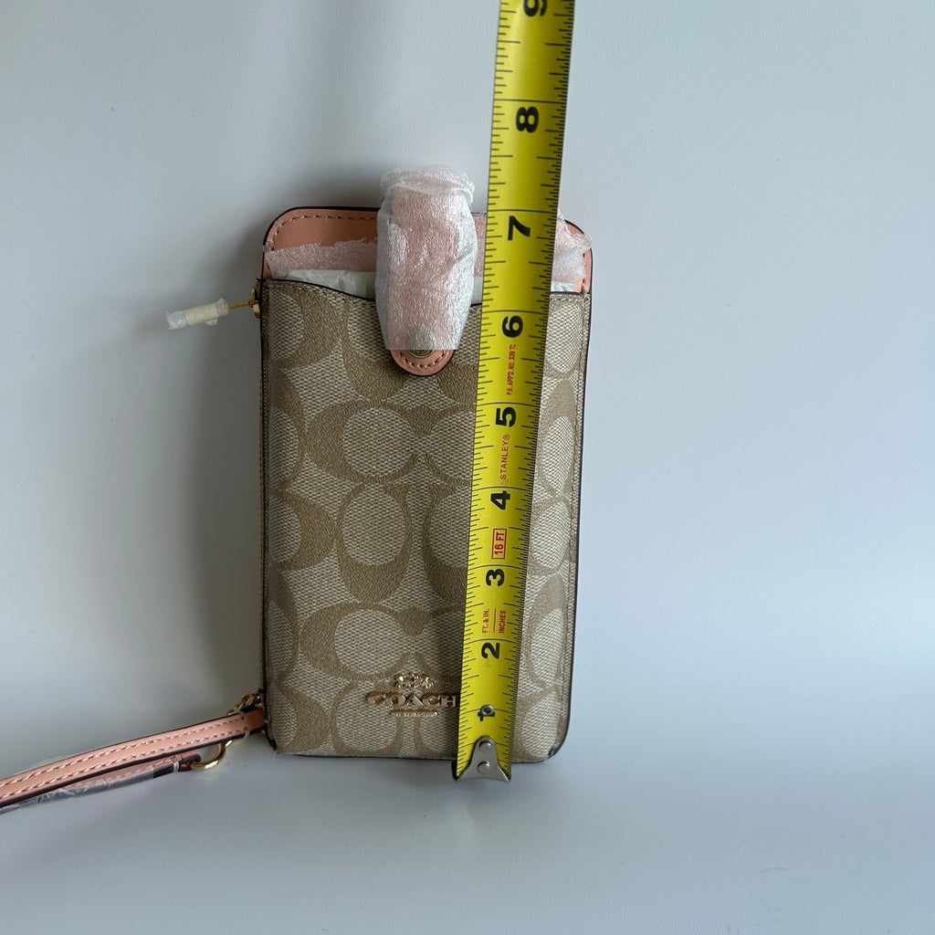 Coach Phone Crossbody Khaki Faded Blush Signature Canvas Bag C7397